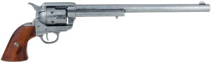 Buntline Special cap-firing replica, grey with wood grips.