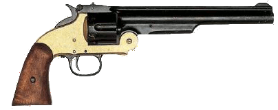 Smith & Wesson Schofield 1869 Revolver, Brass & Black, Wood Grip