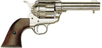 1873 Western SAA Revolver, nickel finish, wood grips