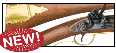 Kentucky Flintlock Rifle, full length wood stock with brass banding