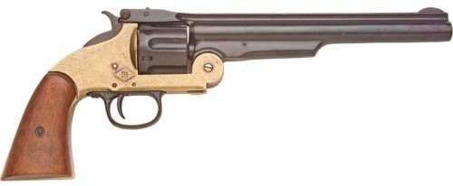 Schofield 1869 Revolver, Brass & Black, Wood Grips