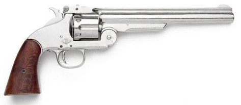 Schofield 1869 Replica Revolver, Nickel, Wood Grips
