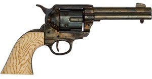 1873 SAA fast draw revolver, blued, mock ivory grips.