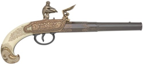 Russian Flintlock Pistol, mock  ivory eagle-head grip.