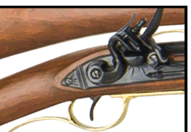 Closeup view of Kentucky long rifle lock mechanism