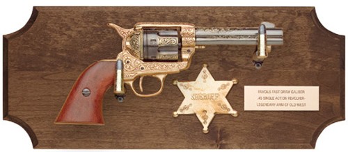 Frontier Sheriff replica revolver framed display
