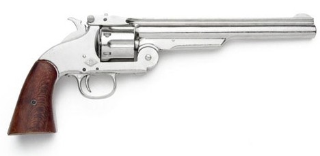 Smith & Wesson 1869 Schofield replica, nickel finish with wood grip