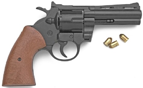 9mm blank-firing Magnum pistol, blued finish, simulated wood grip