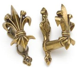 Fleur de Lis gun or sword wall hangers, gold finish