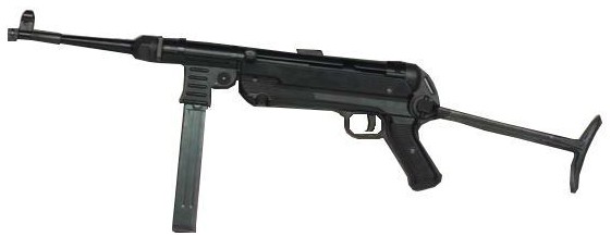 MP40 Schmeisser German WWI SMG with folding stock extended.