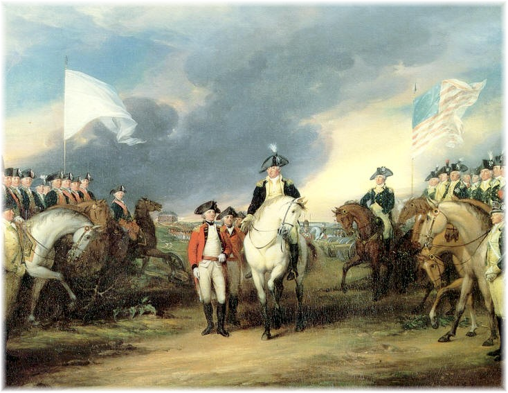 John Trumbull 1797 painting titled Surrender of Cornwallis at Yorktown