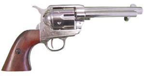 1873 Colt revolver, nickel, wood grips, 5.5 inch barrel