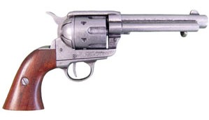 1873 Colt revolver, grey, wood grips, 5.5 inch barrel