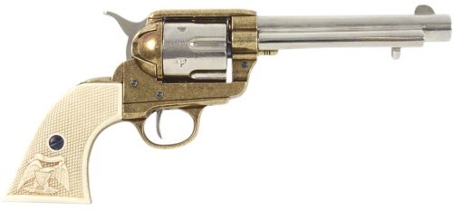 1873 SAA Frontier revolver, nickel and brass, mock ivory grips