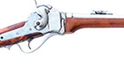 Close-up of firing mechanism on 1859 Springfield Civil War rifle replica.
