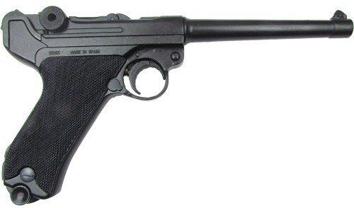 Luger P08 Navy Pistol, black, black textured grips.