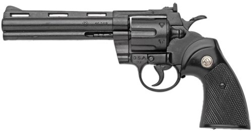 .357 Magnum, 6-inch barrel, all black.