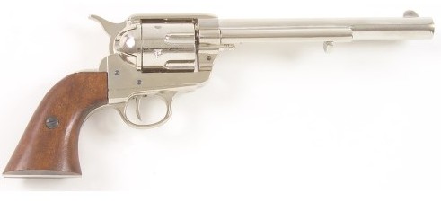 Colt 1873 Cavalry Revolver, Nickel with wood grip