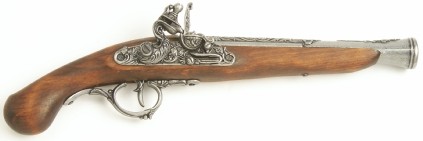 Early German blunderbuss pistol, silver finish