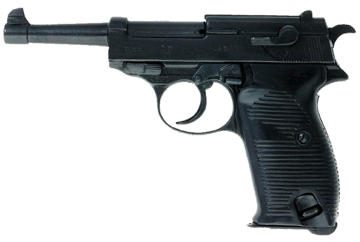 P38 German WWII Semi-Auto Pistol replica, all black