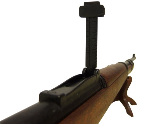 K98 rifle replica with raised rear tangent sight.
