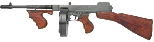 M1928 U.S.SMG with 50-round drum clip, wood stock & grips
