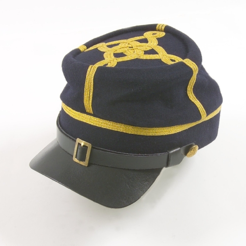 Union officer kepi cap, dark blue braid trim on dark blue cap